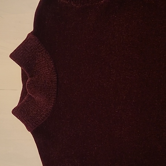 LIKE NEW Zara Thick Chenile Feel Deep Red Long Sleeved Mock Neck Sweater - Picture 3 of 11